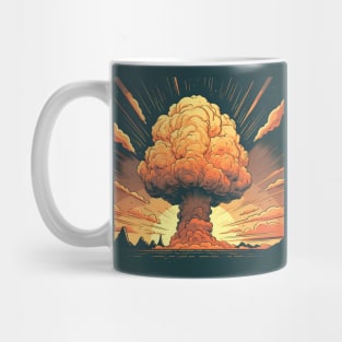 Nuclear explosion with mushroom cloud illustration Mug